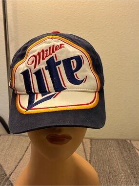Ford Miller Lite Navy White Baseball Cap with Red and Yellow Trim